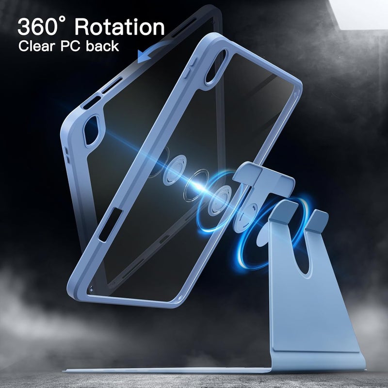 Jetech Rotating Case for iPad (A16) 11th/10th Generation (2025/2022) with Pencil Holder, 360 Degree Rotation Protective Stand Cover Clear Back, Auto Wake/Sleep (Blue) - Image 3